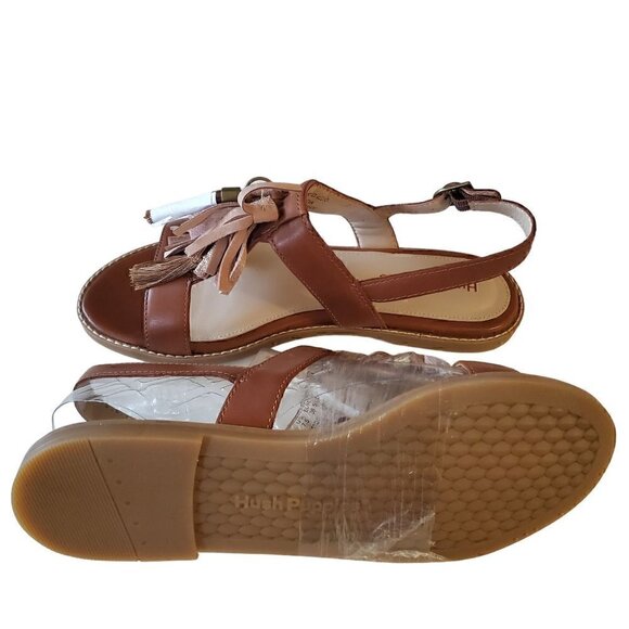 Hush Puppies Tan Leather Tassel Sandals, Woman's Brown Leather NIB - Picture 3 of 3
